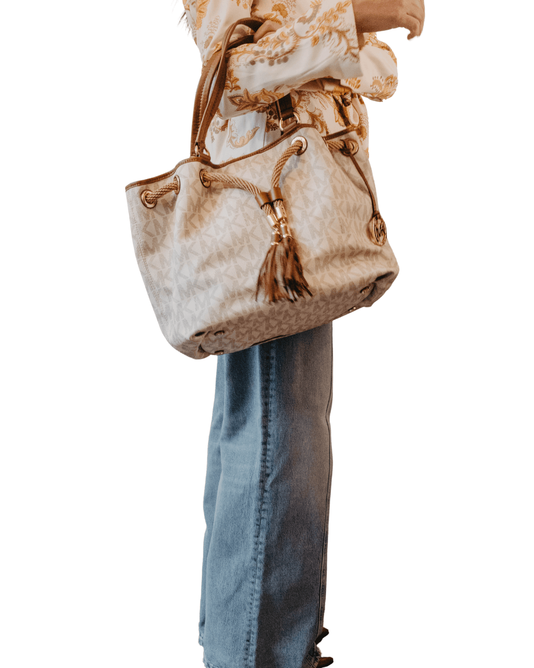 Bolsa Tote Monograma com Franjas