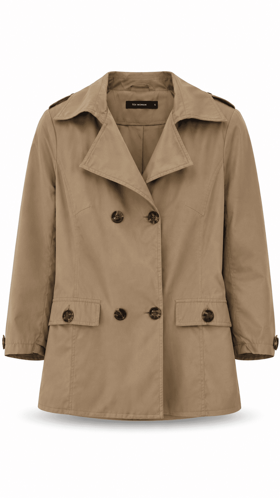 Trench Coat TEX WOMAN Bege Dupla Abotoamento