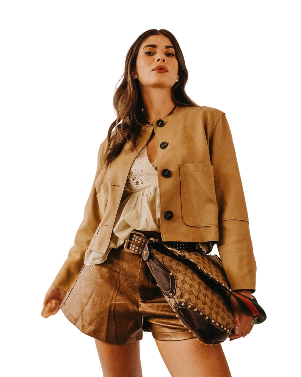 Jaqueta Zara Suede Caramelo Gola Careca Botões
