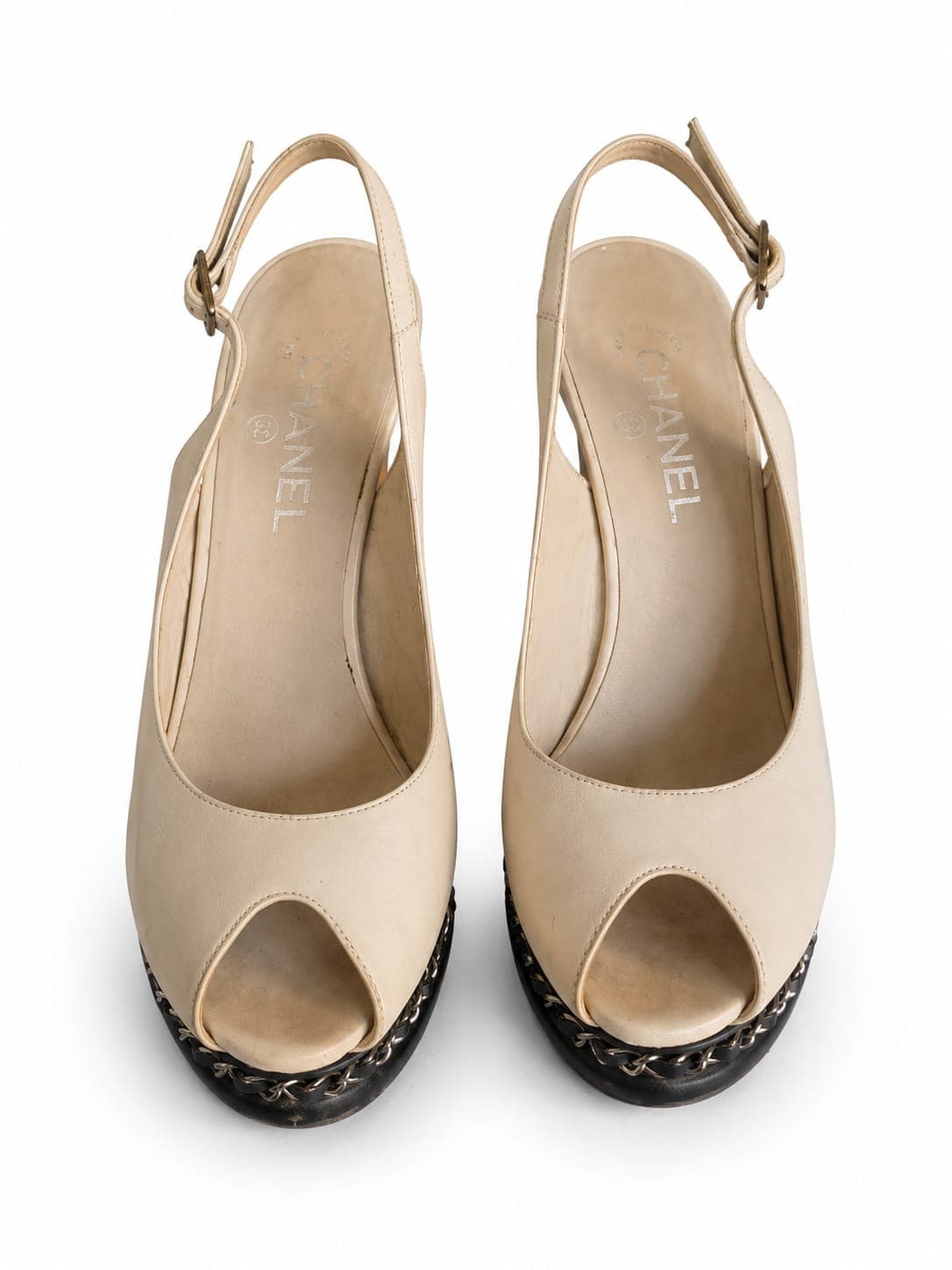 ARQUIVO REUSE | Scarpin Slingback Plataforma CHANEL Original Tam 37BR