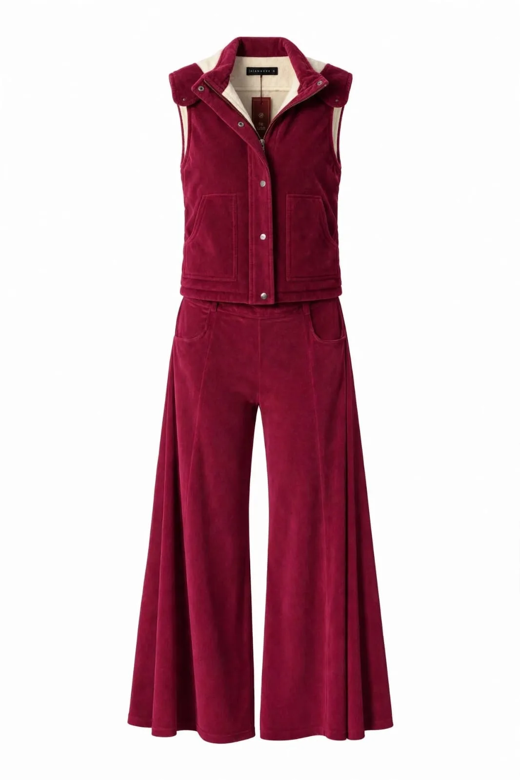 Conjunto Anexxe de Veludo Vinho com Colete e Calça Pantalona Tamanho G | RE.USE