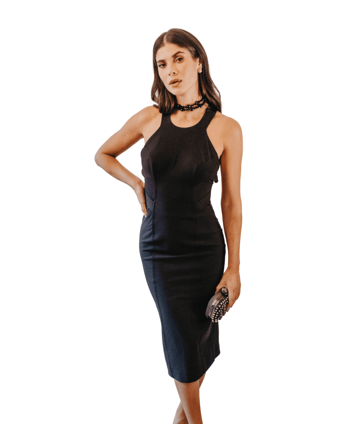 Vestido Le Lis Blanc Midi Preto Alça Única Halter
